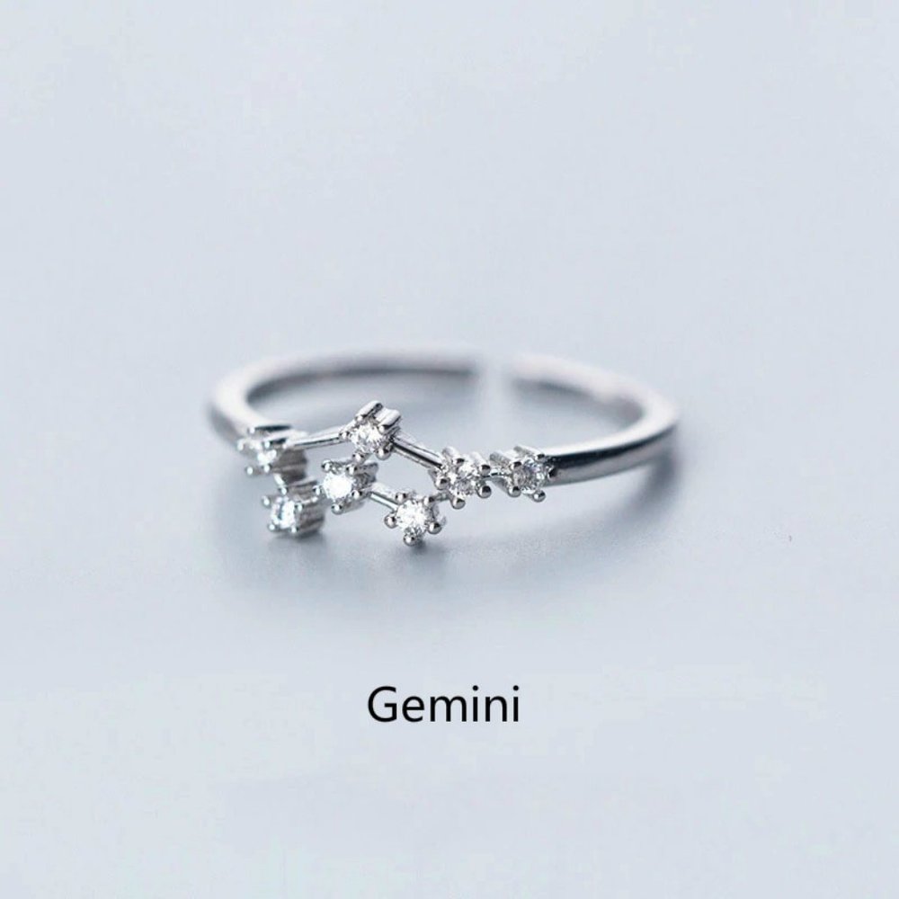 925 Sterling Silver Zodiac Resizable Ring-Gemini